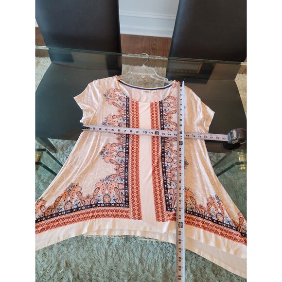 Cato Top Women's Size XL Multicolor Paisley Boho Print Short Sleeve Stretch - Picture 11 of 11